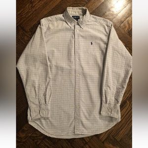 RALPH LAUREN BOYS WHITE BLUE BOX PLAID BUTTON DOWN LONG SLEEVE SHIRT SIZE XL/20
